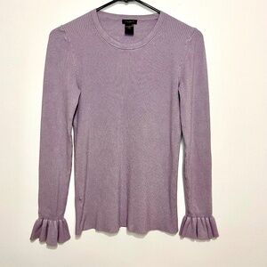 Ann Taylor Factory Sleet Purple Ribbed Sweater Ruffle Cuffs
